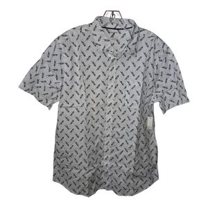 Amazon Essentials men's sparrow bird white button casual shirt Large NWT